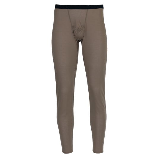 Men's thermal base layer pants in tan, designed for warmth and comfort in cold weather as part of Polarmax's technical base layers.