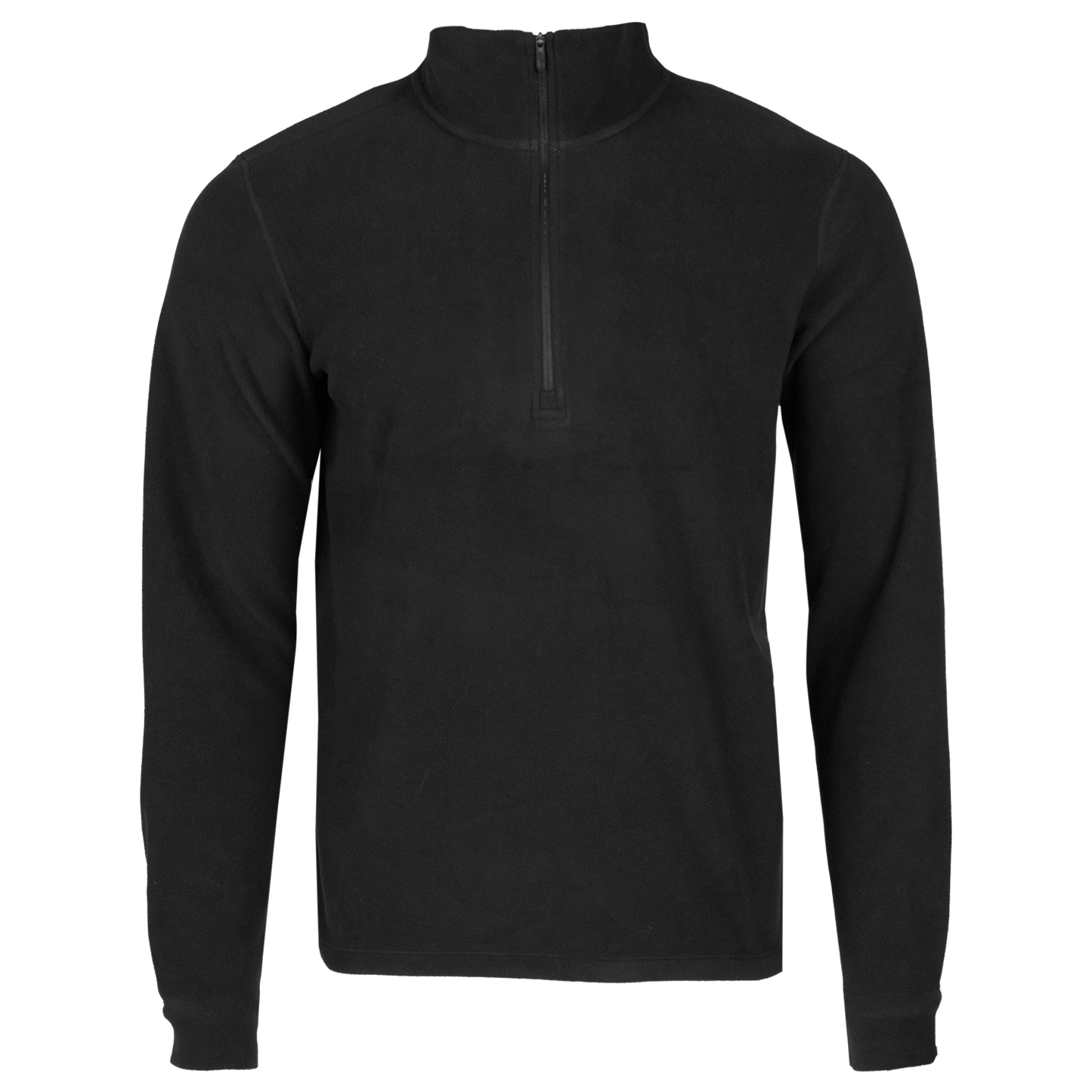 Polarmax two sided fleece black long-sleeve shirt with a quarter zip on a white background