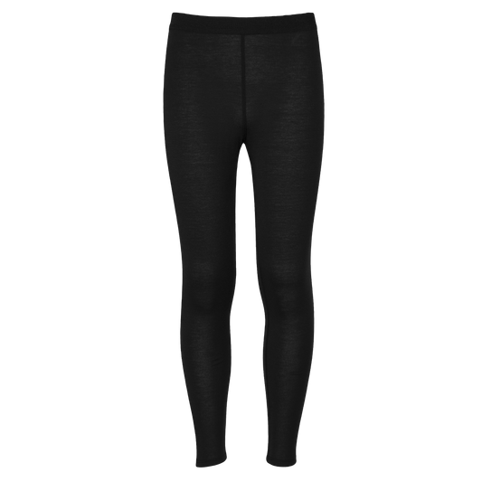 Youth thermal leggings in black, designed as a technical base layer for warmth in cold weather activities.