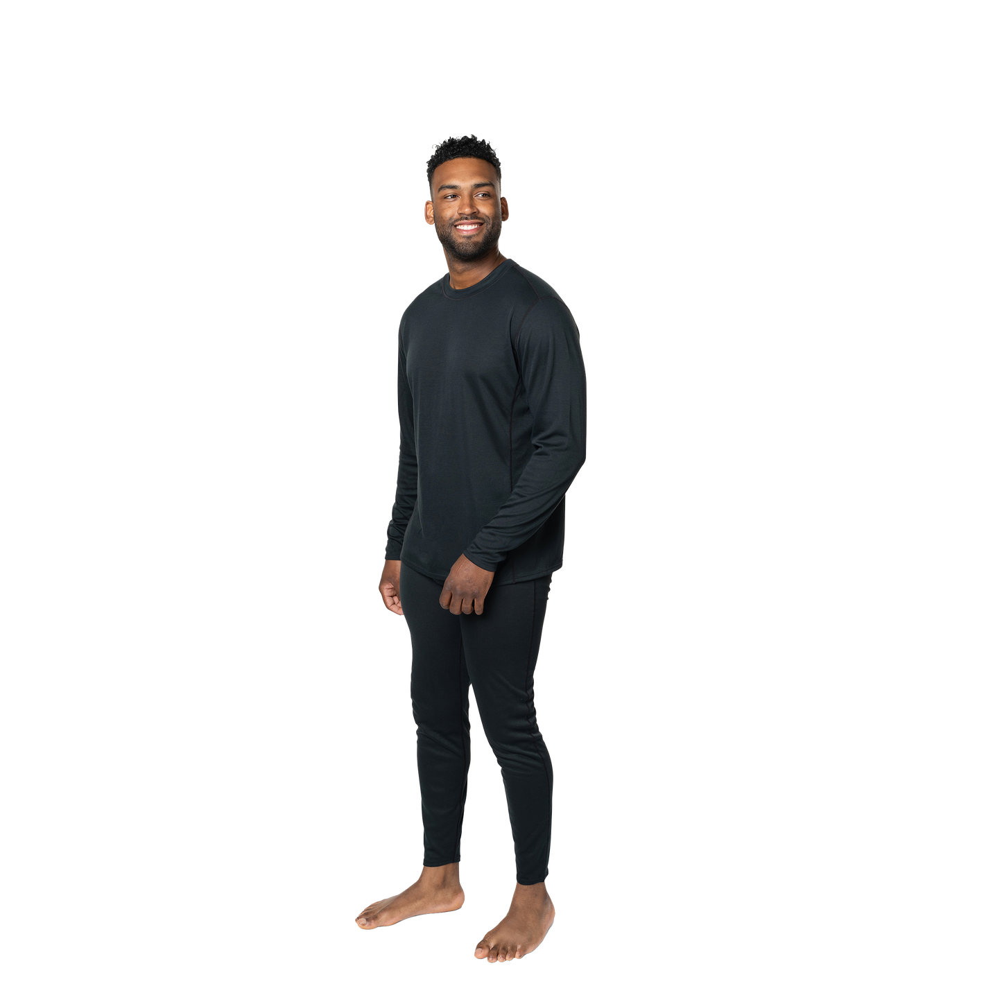 Polarmax men's thermal base layer shirt long sleeve black top for cold weather