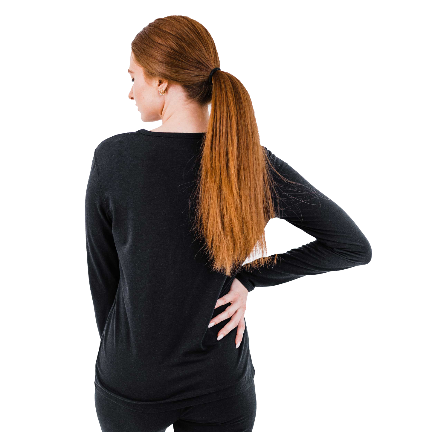 Women's Micro Fleece Crew in black, an essential women's thermal fleece shirt for winter warmth and comfort