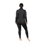Women's black micro fleece zip-up shirt, a thermal zip-up shirt for winter, perfect for warmth and comfort in cold weather.