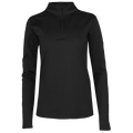 Women's black micro fleece zip-up shirt designed as a thermal zip-up shirt for winter, perfect for layering in cold weather.