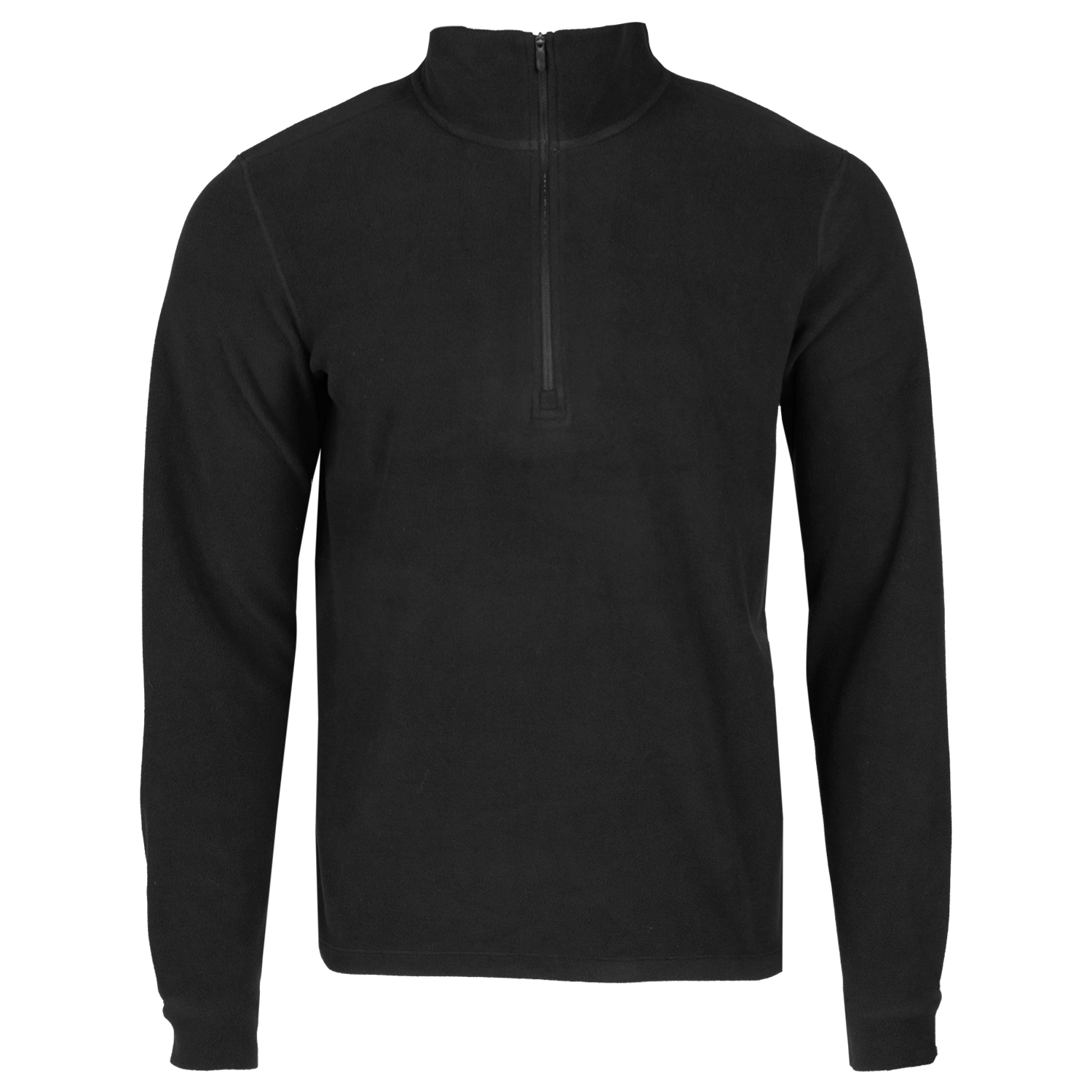 Polarmax two sided fleece black long-sleeve shirt with a quarter zip on a white background
