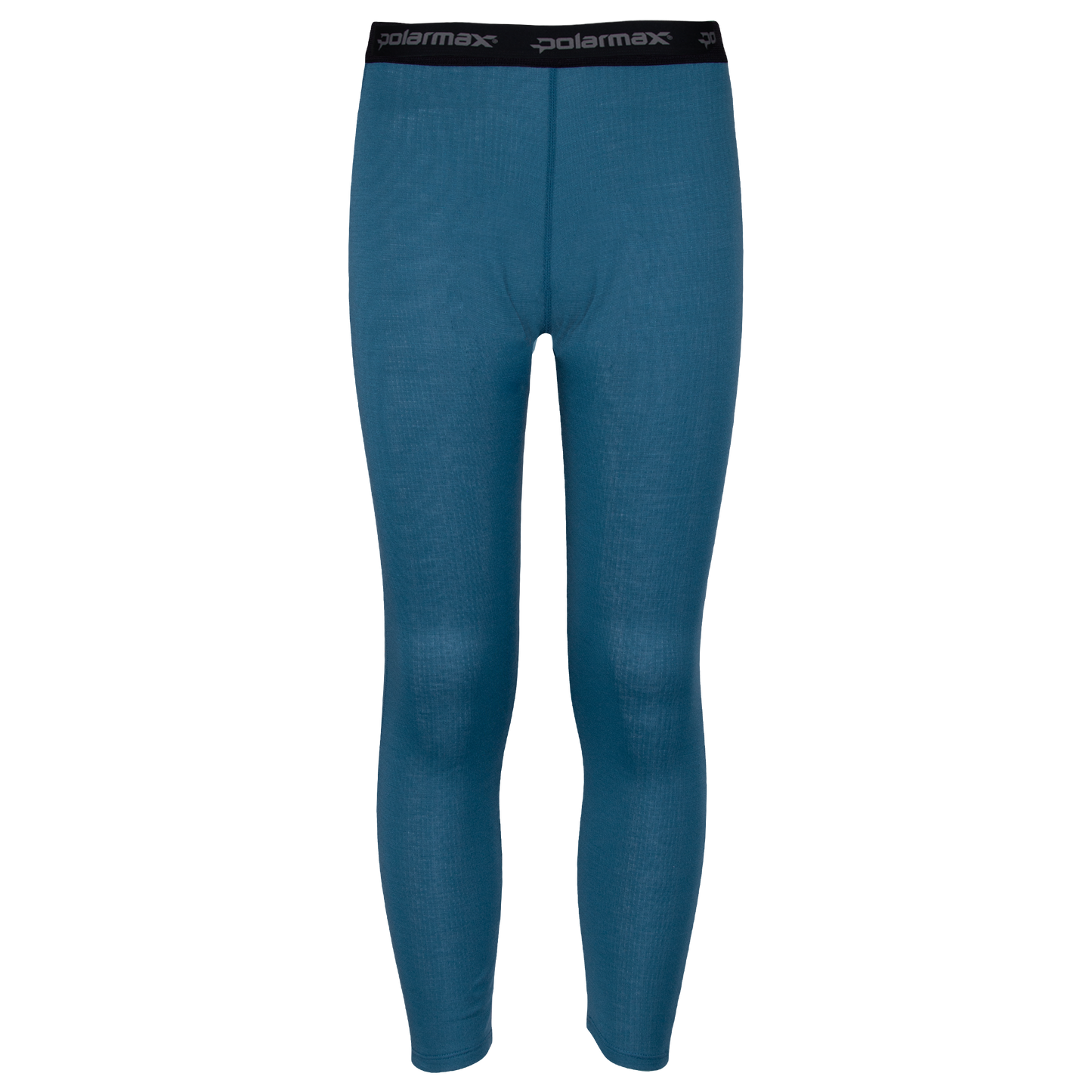 Double Layer Youth Blue thermal leggings with black waistband on a white background