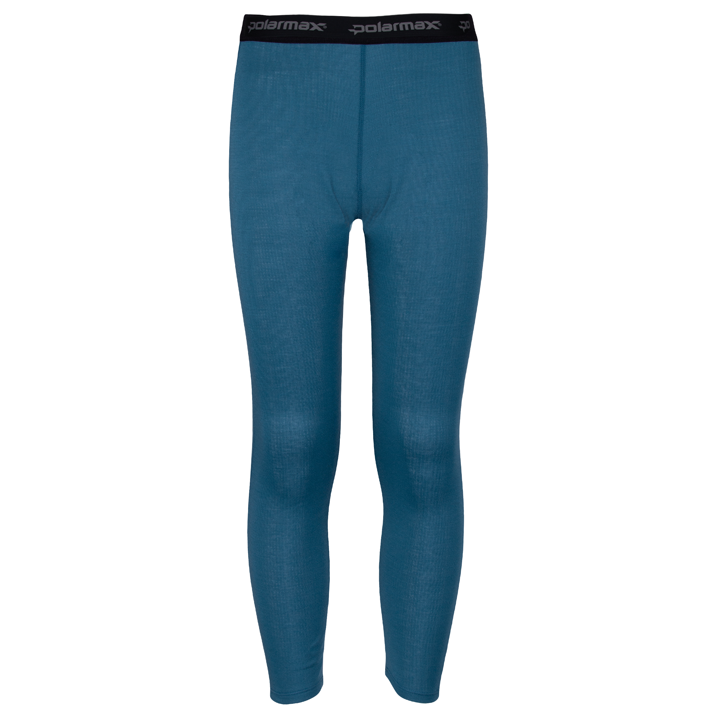 Double Layer Youth Blue thermal leggings with black waistband on a white background
