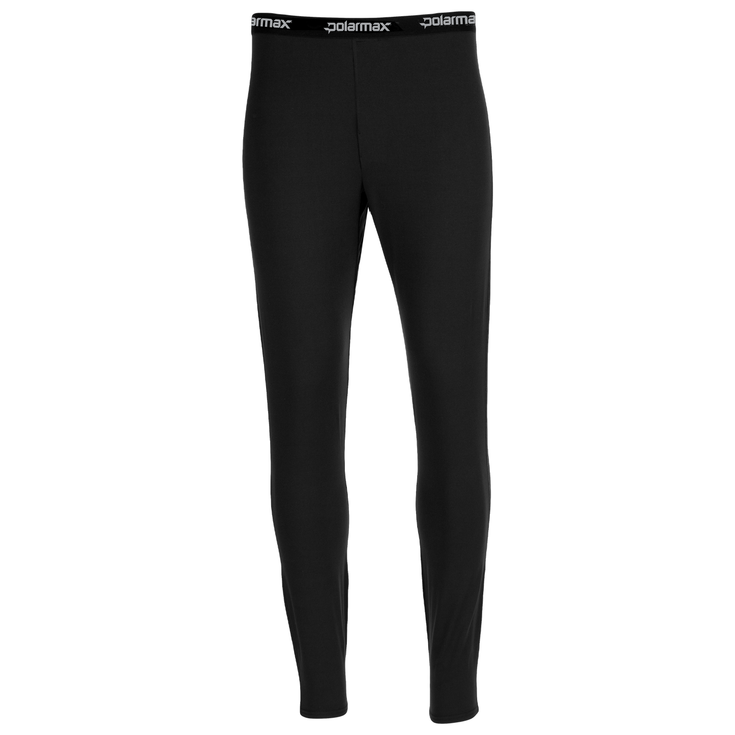 Black thermal baselayer leggings with a brand logo for men