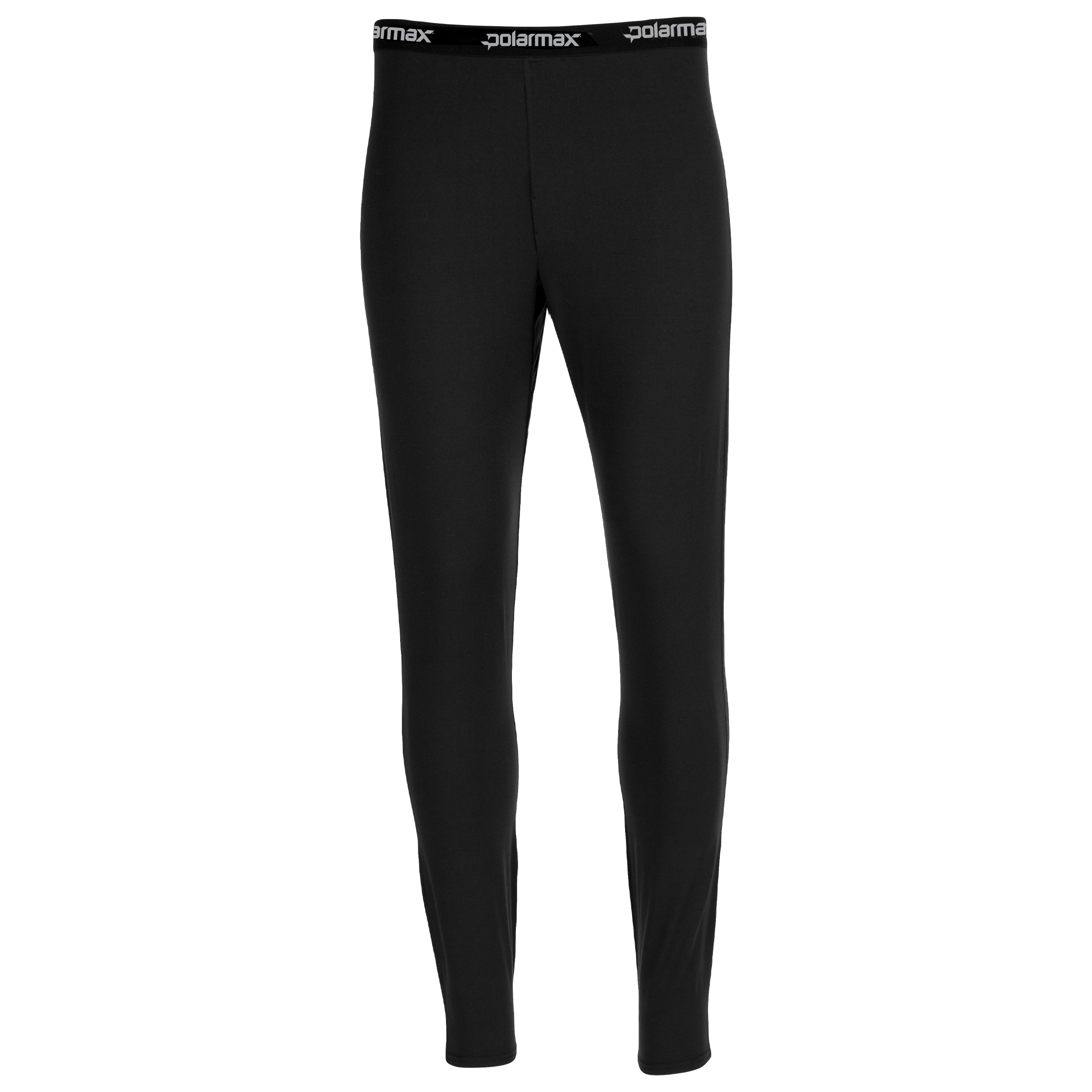 Black thermal baselayer leggings with a brand logo for men