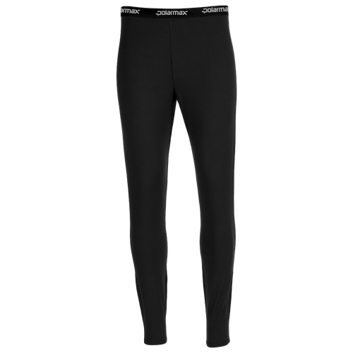 Black thermal baselayer leggings with a brand logo for men