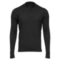 Men's black fleece base layer for men featuring a zippered neckline and long sleeves, perfect for cold weather comfort.