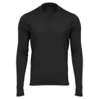 Men's black fleece base layer for men featuring a zippered neckline and long sleeves, perfect for cold weather comfort.
