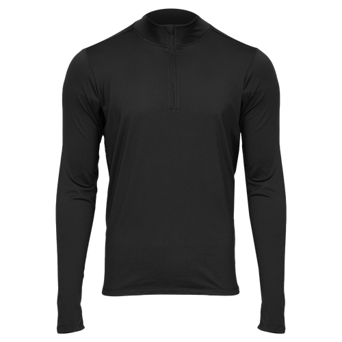 Men's black fleece base layer for men featuring a zippered neckline and long sleeves, perfect for cold weather comfort.