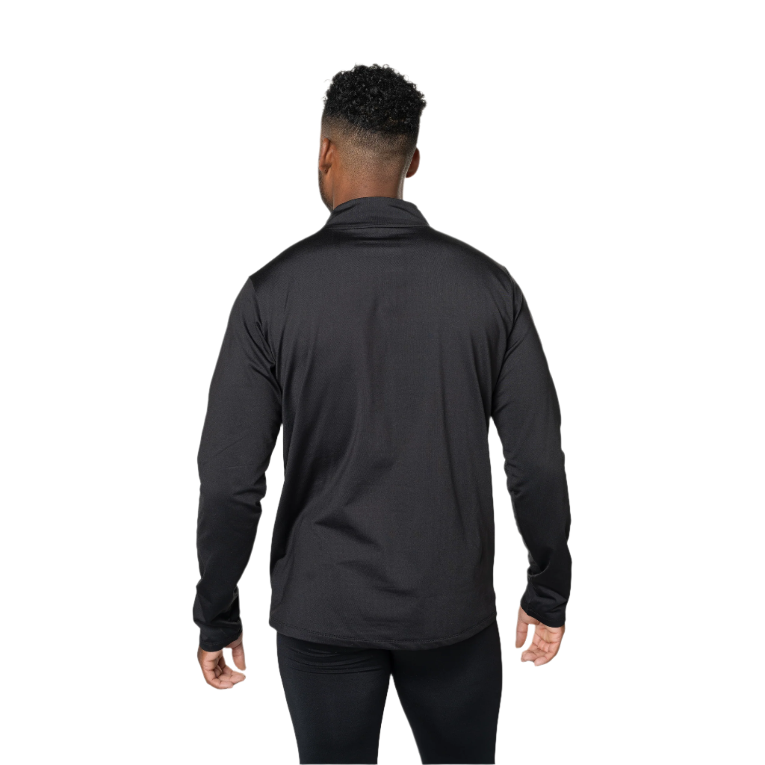 Men's Micro Fleece Zip-T in black, perfect as a black fleece base layer for men, designed for warmth in cold weather.