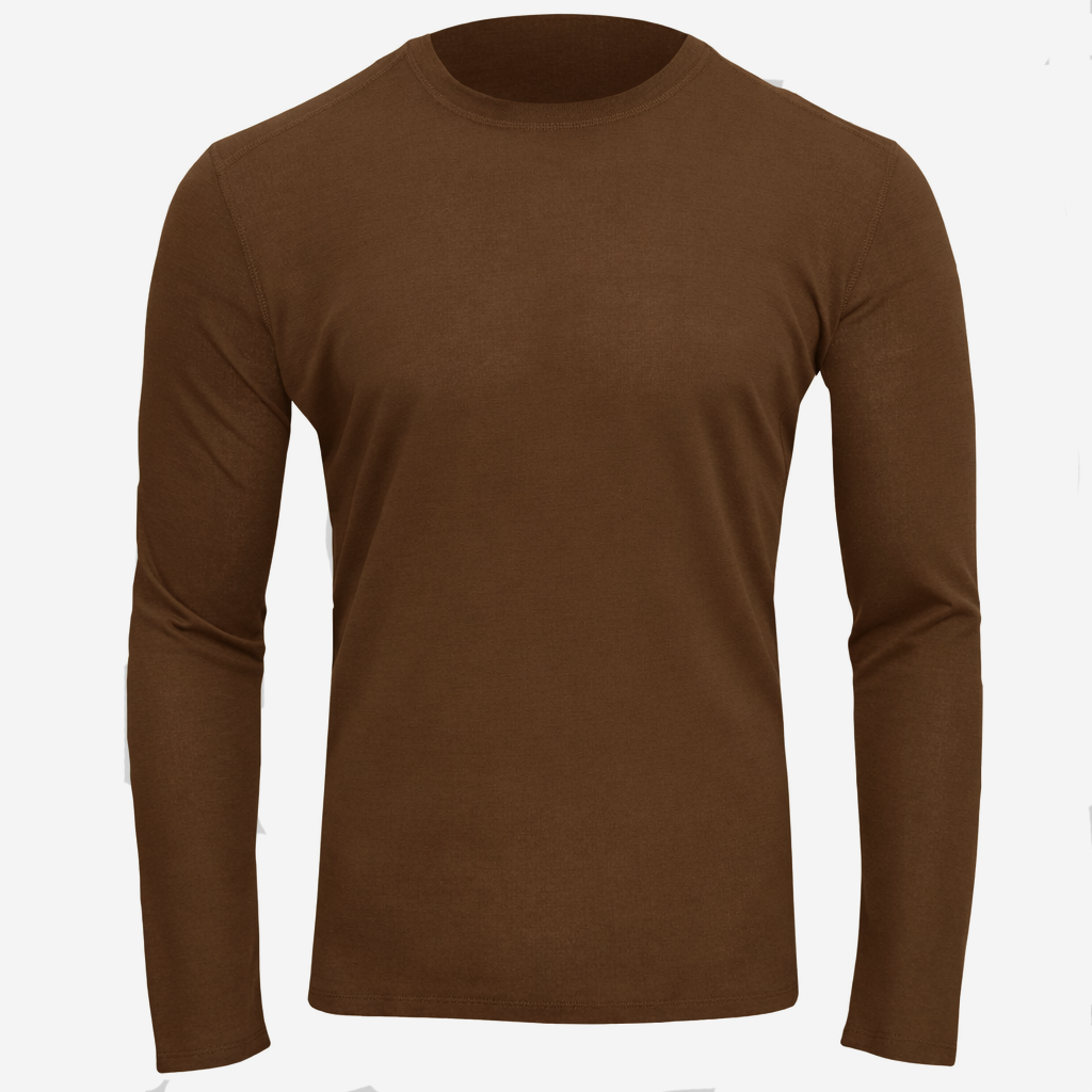 Polarmax men's thermal base layer shirt in brown for ultimate warmth and comfort