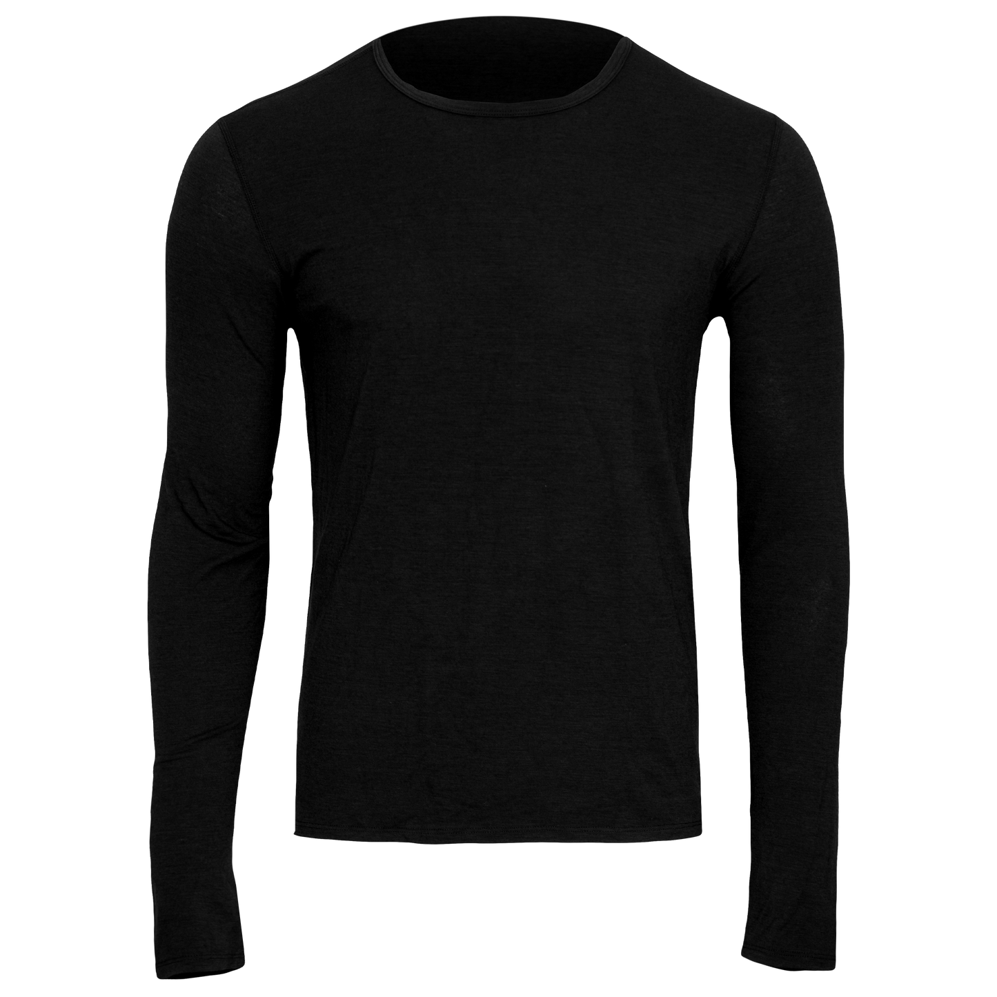Polarmax black men's merino wool base layer long sleeve top for thermal comfort and moisture control