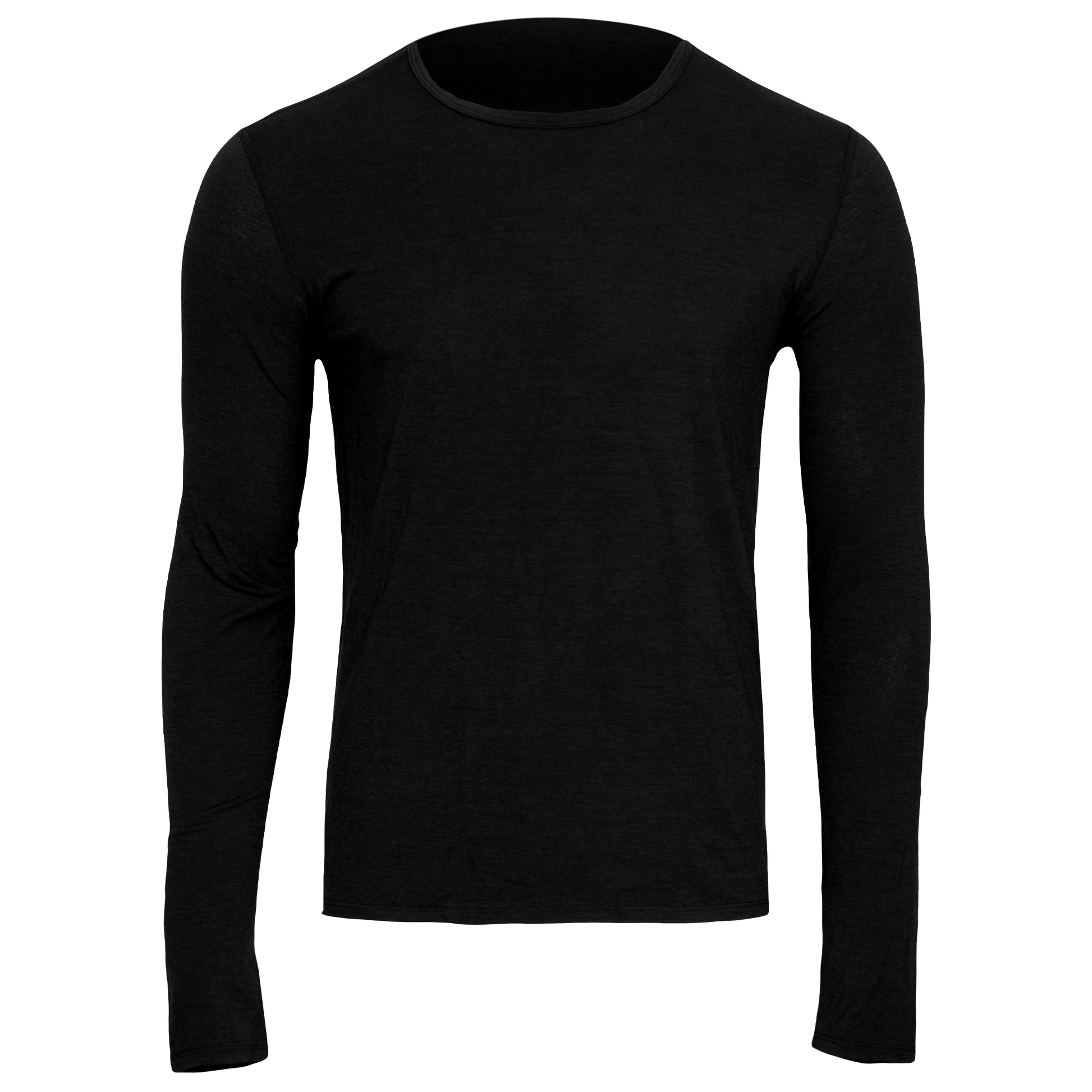 Polarmax black men's merino wool base layer long sleeve top for thermal comfort and moisture control