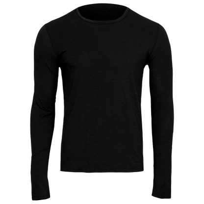 Polarmax black men's merino wool base layer long sleeve top for thermal comfort and moisture control