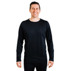 Polarmax black thermal microfleece long sleeve top for men with crew neck