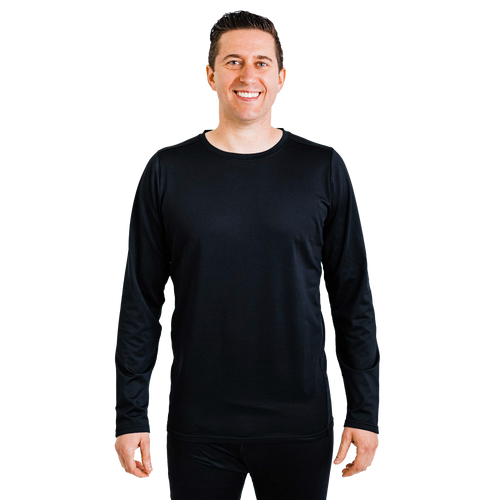Polarmax black thermal microfleece long sleeve top for men with crew neck