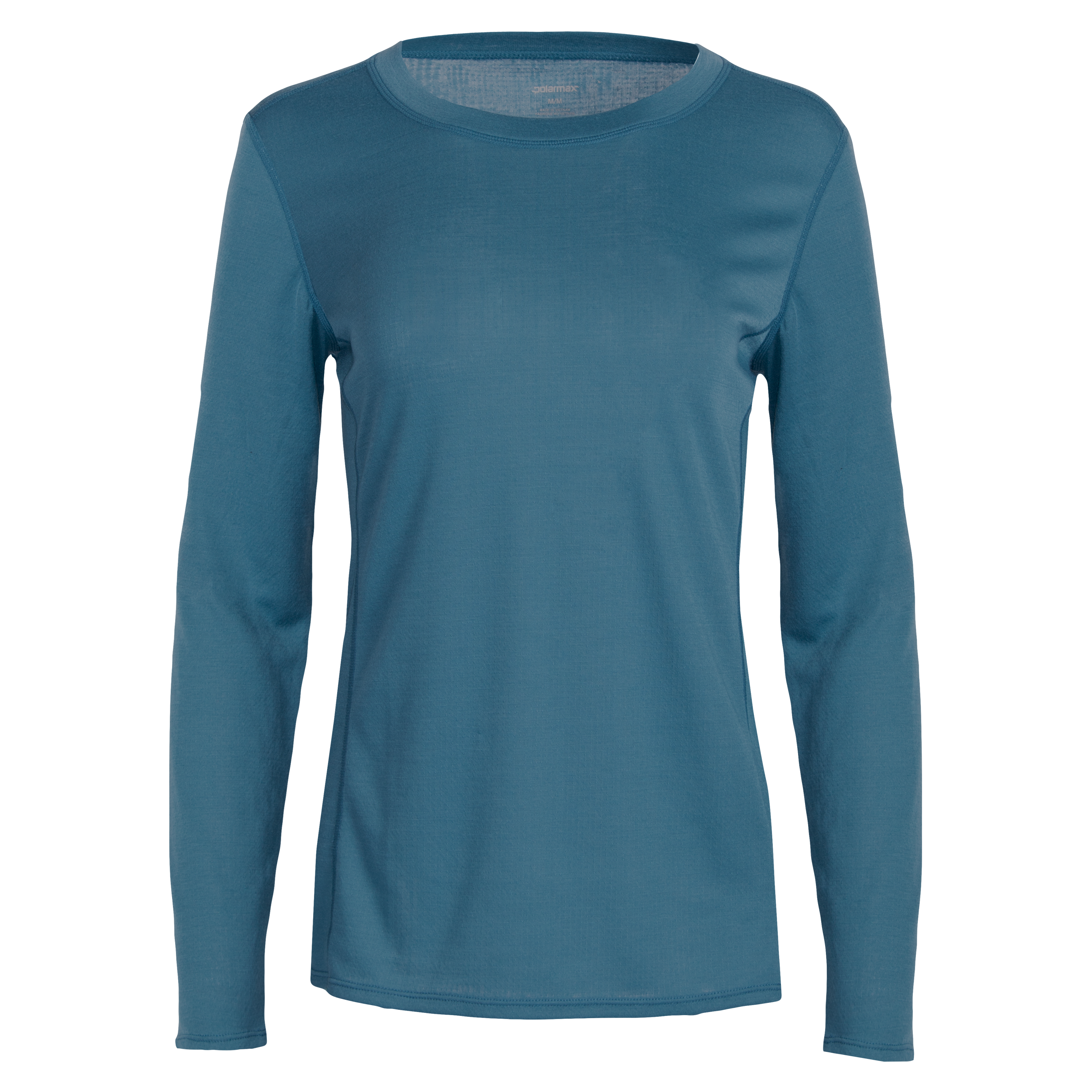 Polarmax women's crew neck thermal long sleeve in blue, perfect for layering and staying warm