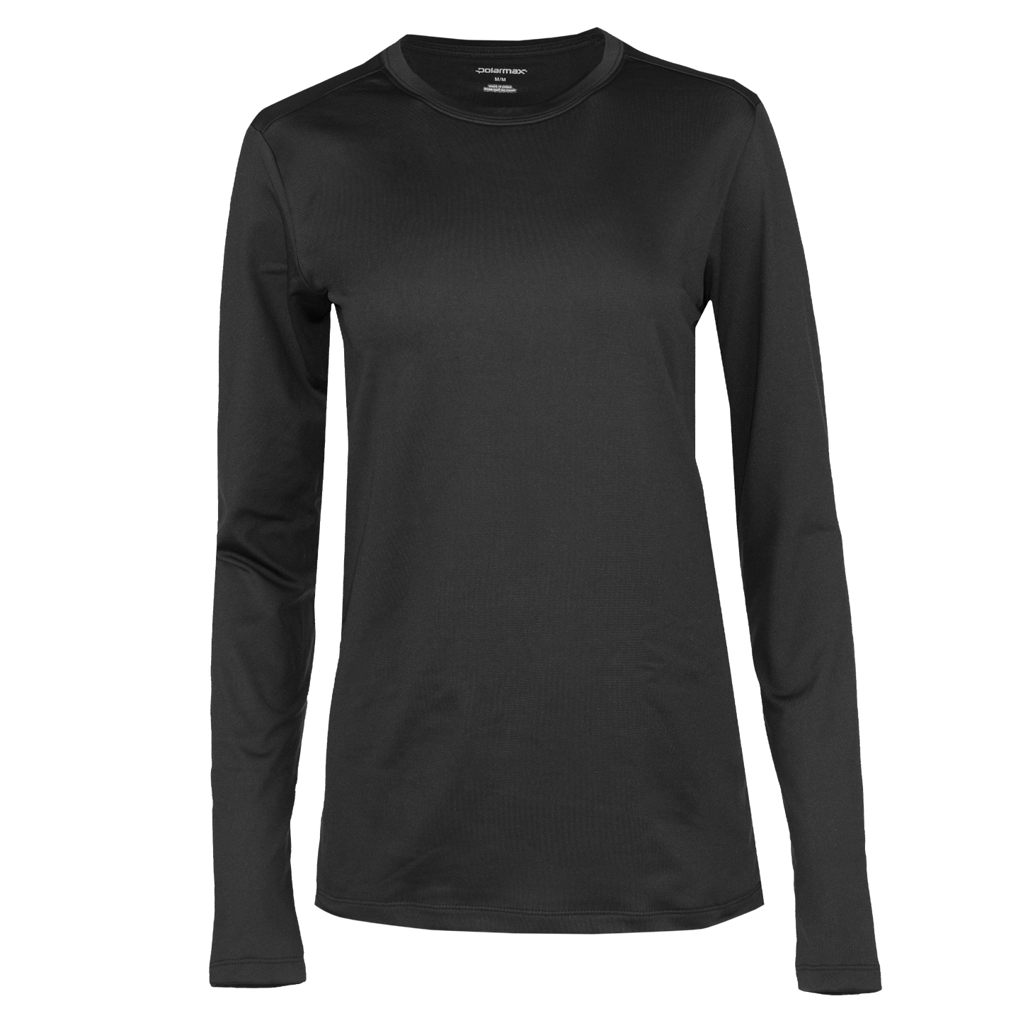 Women's Micro Fleece Crew in black, designed as a women's thermal fleece shirt for warmth in cold weather.