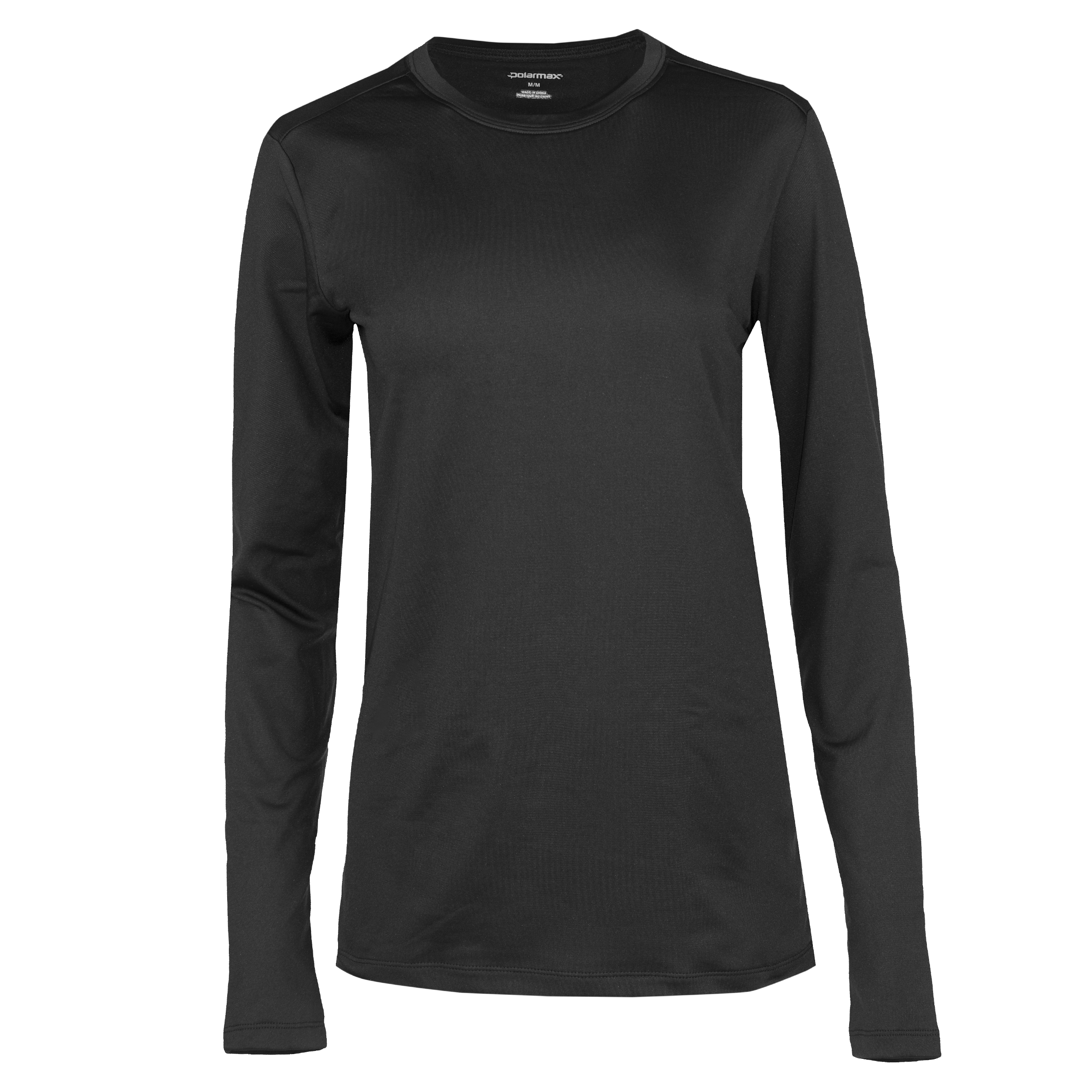 Women's Micro Fleece Crew in black, designed as a women's thermal fleece shirt for warmth in cold weather.