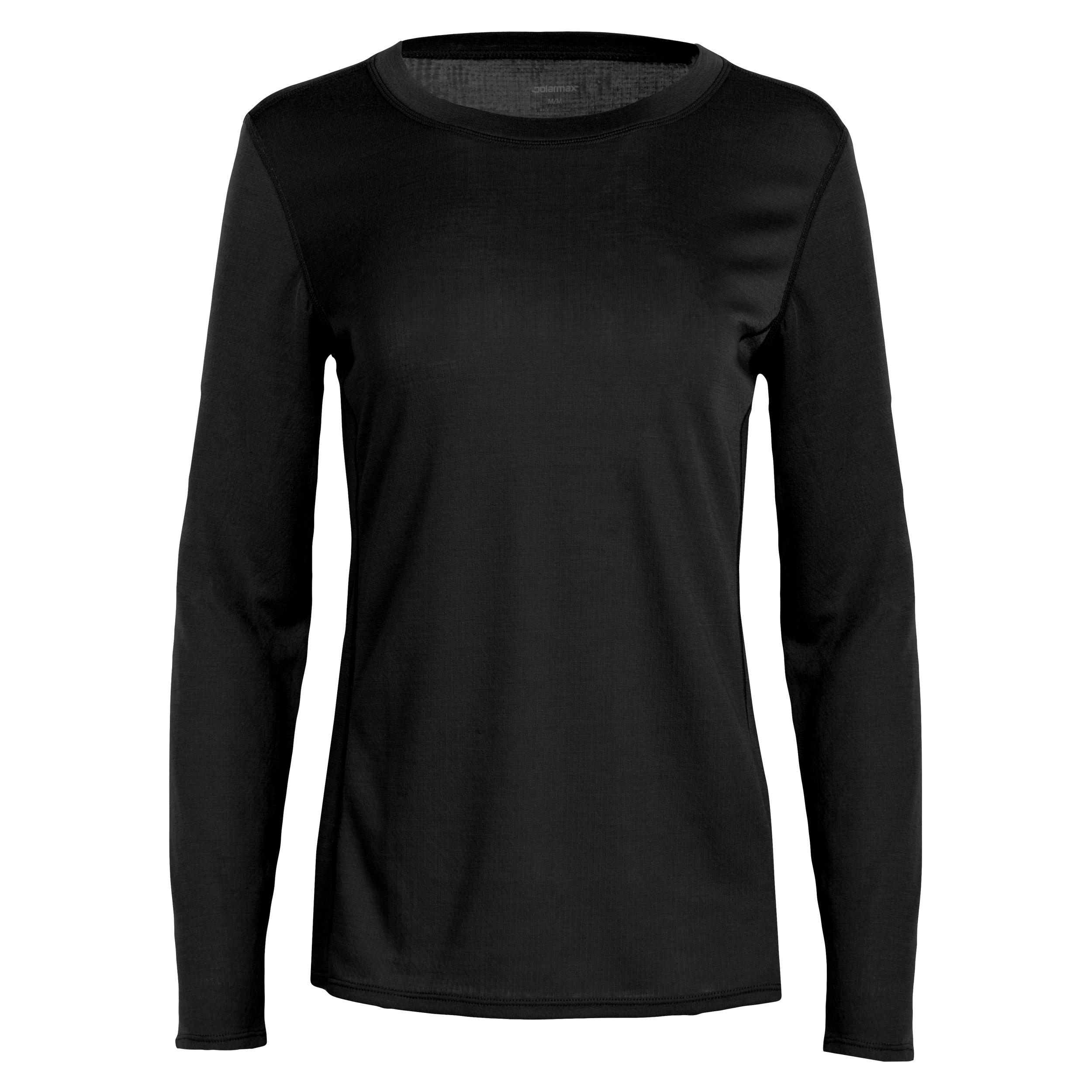 Polarmax black women's crew neck thermal long sleeve top for cold weather layering