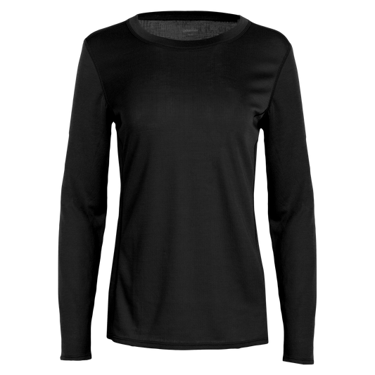 Polarmax black women's crew neck thermal long sleeve top for cold weather layering