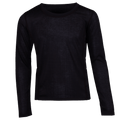 Youth double layer crewneck in black, a comfortable black thermal long sleeve shirt perfect for cold weather layering.