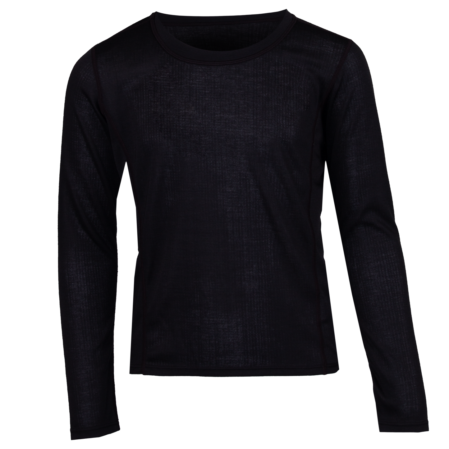Youth double layer crewneck in black, a comfortable black thermal long sleeve shirt perfect for cold weather layering.