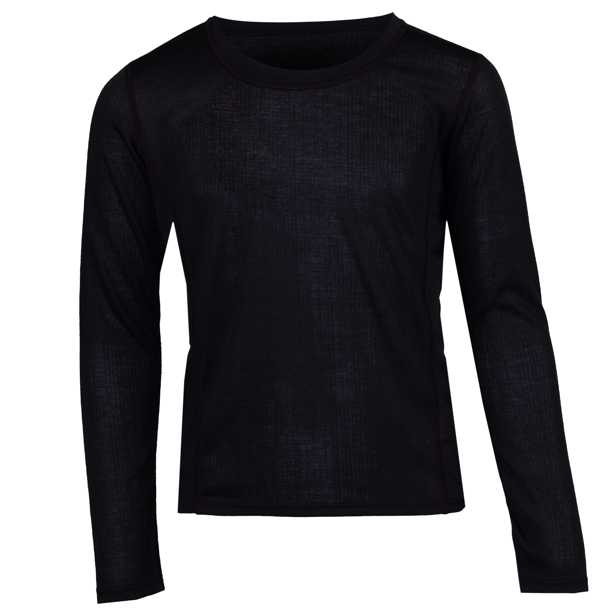 Youth double layer crewneck in black, a comfortable black thermal long sleeve shirt perfect for cold weather layering.