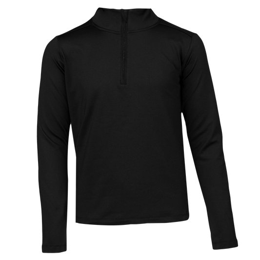 Youth micro fleece zip top in black from Polarmax, designed for warmth and comfort as a base layer in cold weather