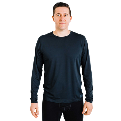 Men's thermal crewneck shirt men in black, offering warmth and comfort as a base layer for cold weather activities
