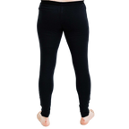 Men's thermal base layer pants in black, designed for warmth and comfort in cold weather, featuring a sleek single layer design