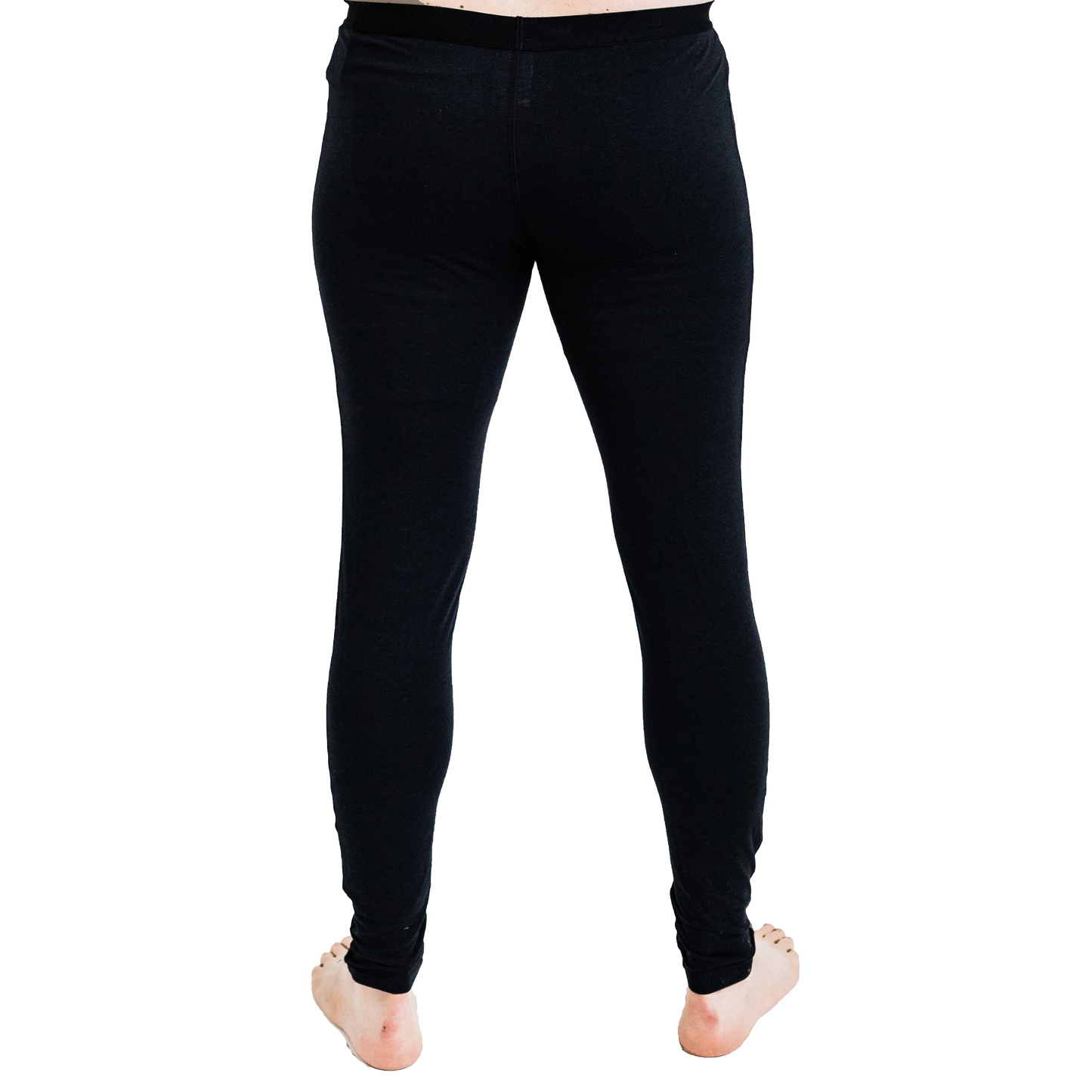 Men's thermal base layer pants in black, designed for warmth and comfort in cold weather, featuring a sleek single layer design