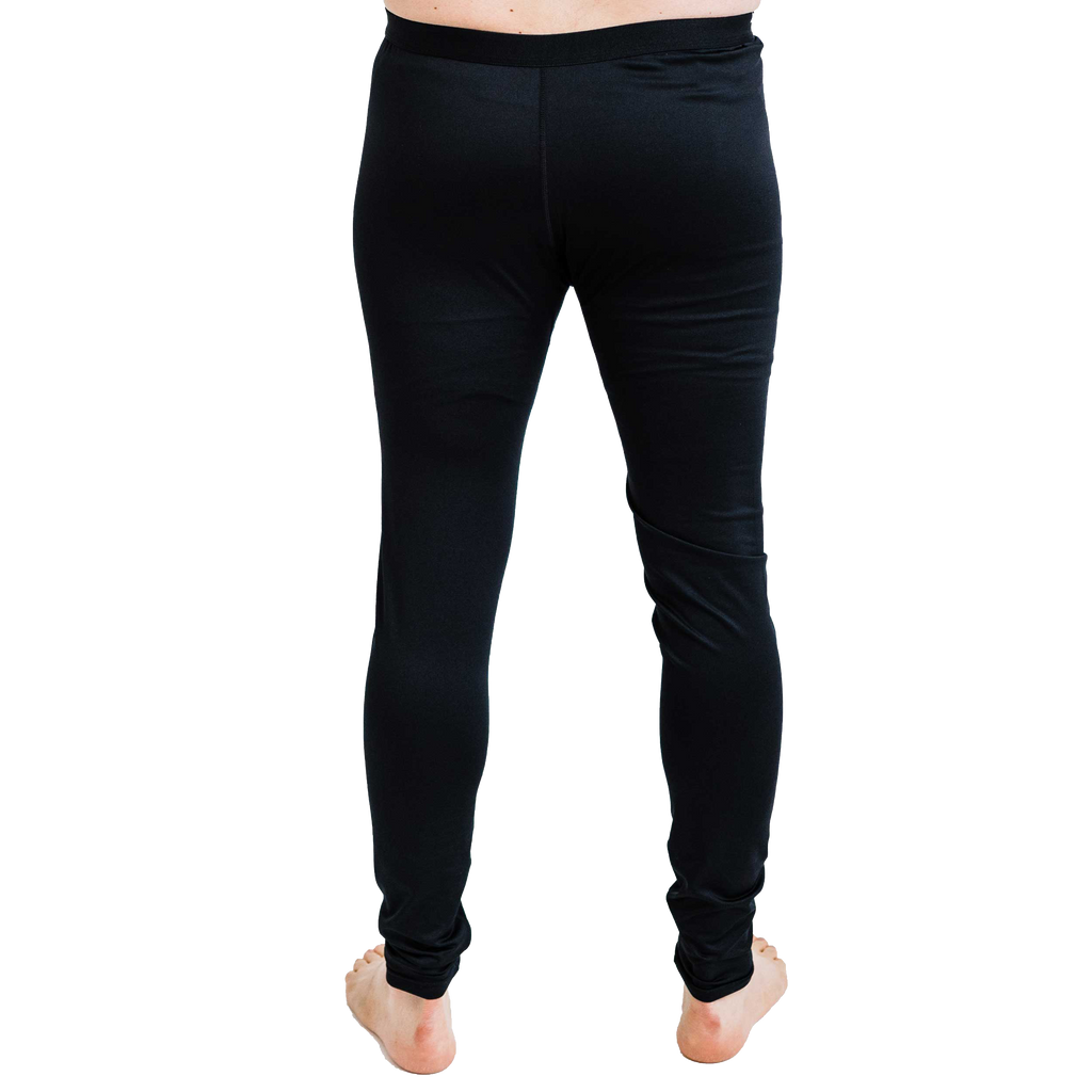 Polarmax men's micro fleece base layer tights in black shown from the back with a snug fit