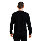 Back view of Polarmax men's thermal base layer shirt in black long sleeve design