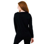 Polarmax women's crew neck thermal long sleeve top in black shown from the back
