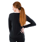 Women's Micro Fleece Crew in black, an essential women's thermal fleece shirt for winter warmth and comfort