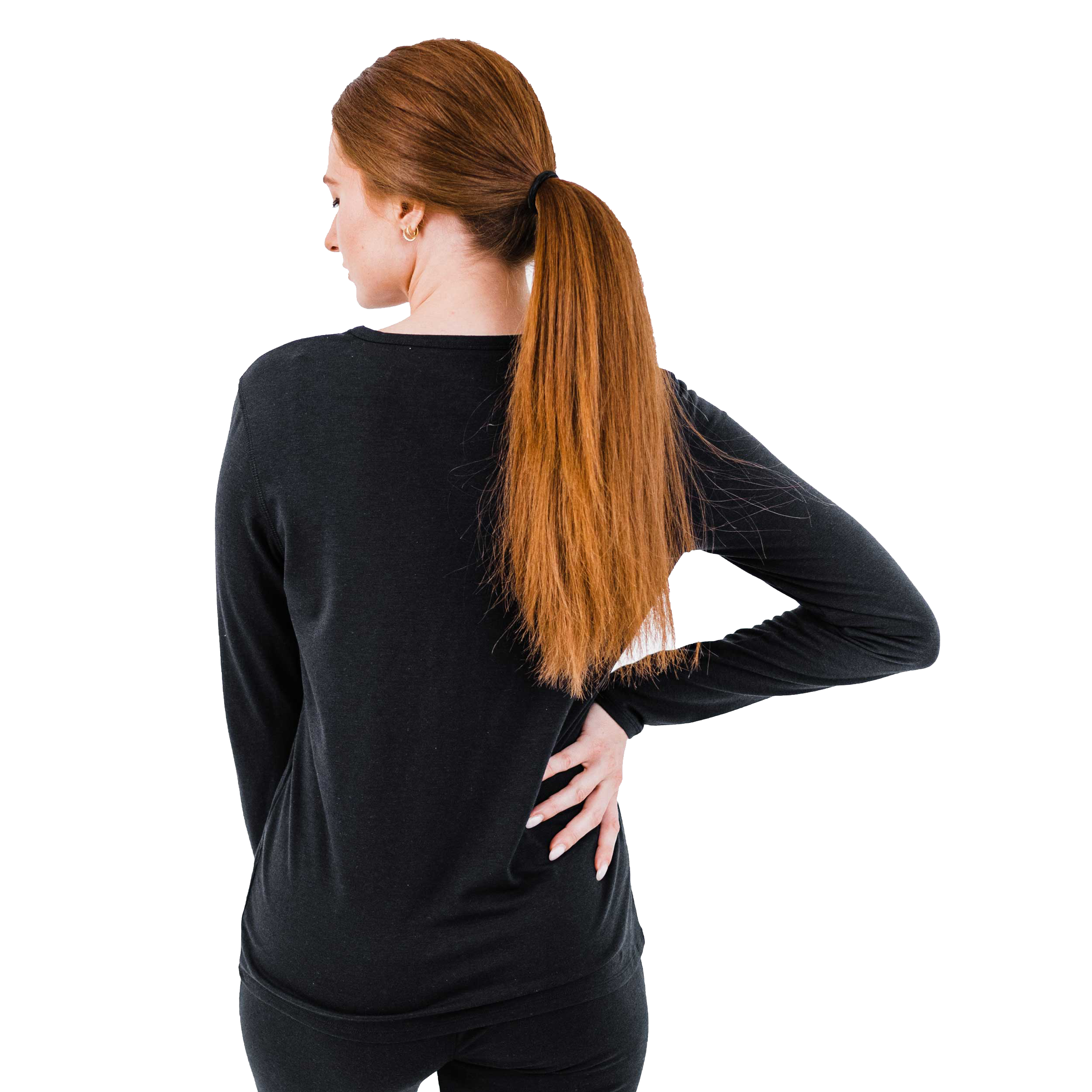 Women's Micro Fleece Crew in black, an essential women's thermal fleece shirt for winter warmth and comfort