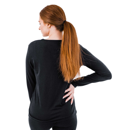 Women's Micro Fleece Crew in black, an essential women's thermal fleece shirt for winter warmth and comfort