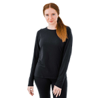 Women's thermal fleece shirt in black from Polarmax, designed for warmth and comfort in cold weather